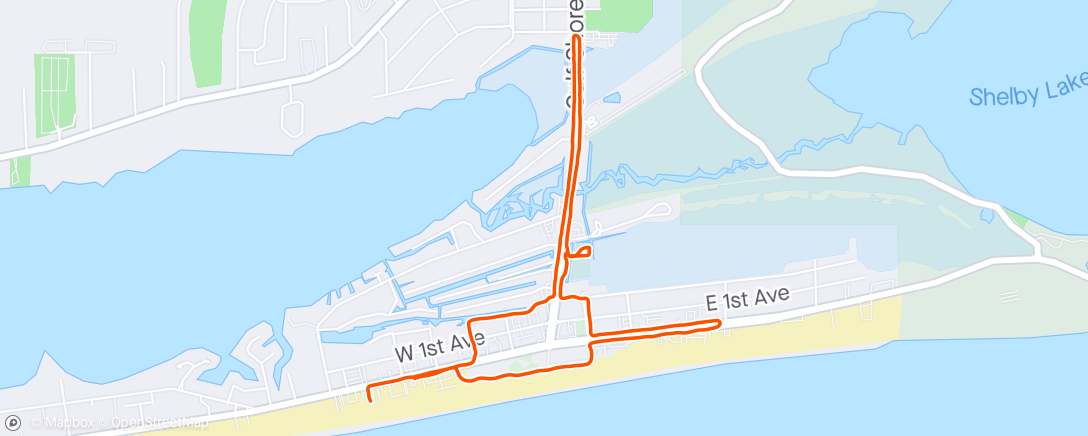 Map of the activity, Lunch Run after swim
