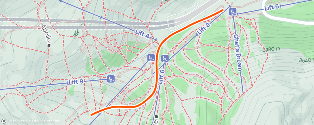 Map of the activity, Uphill Lap 1/3