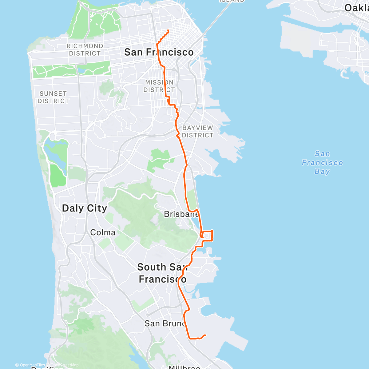 Map of the activity, SFO>Home