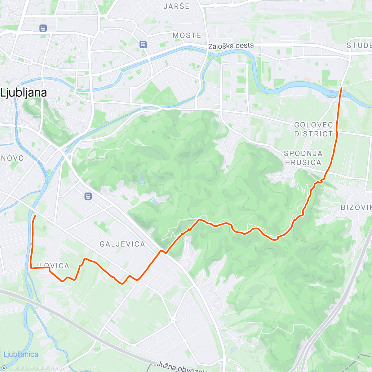 Map of the activity, Family hiking