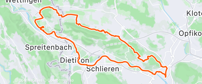 Route map of Würenlos Loop