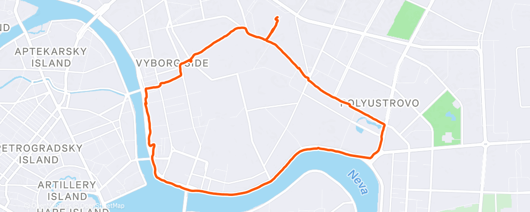 Map of the activity, Evening Run