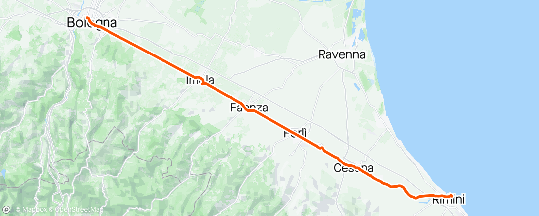 Mapa de la actividad (Rimini - Imola - Bologna)