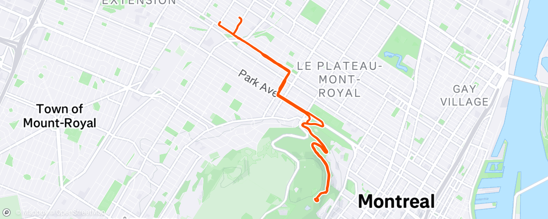 Map of the activity, Running up that hill