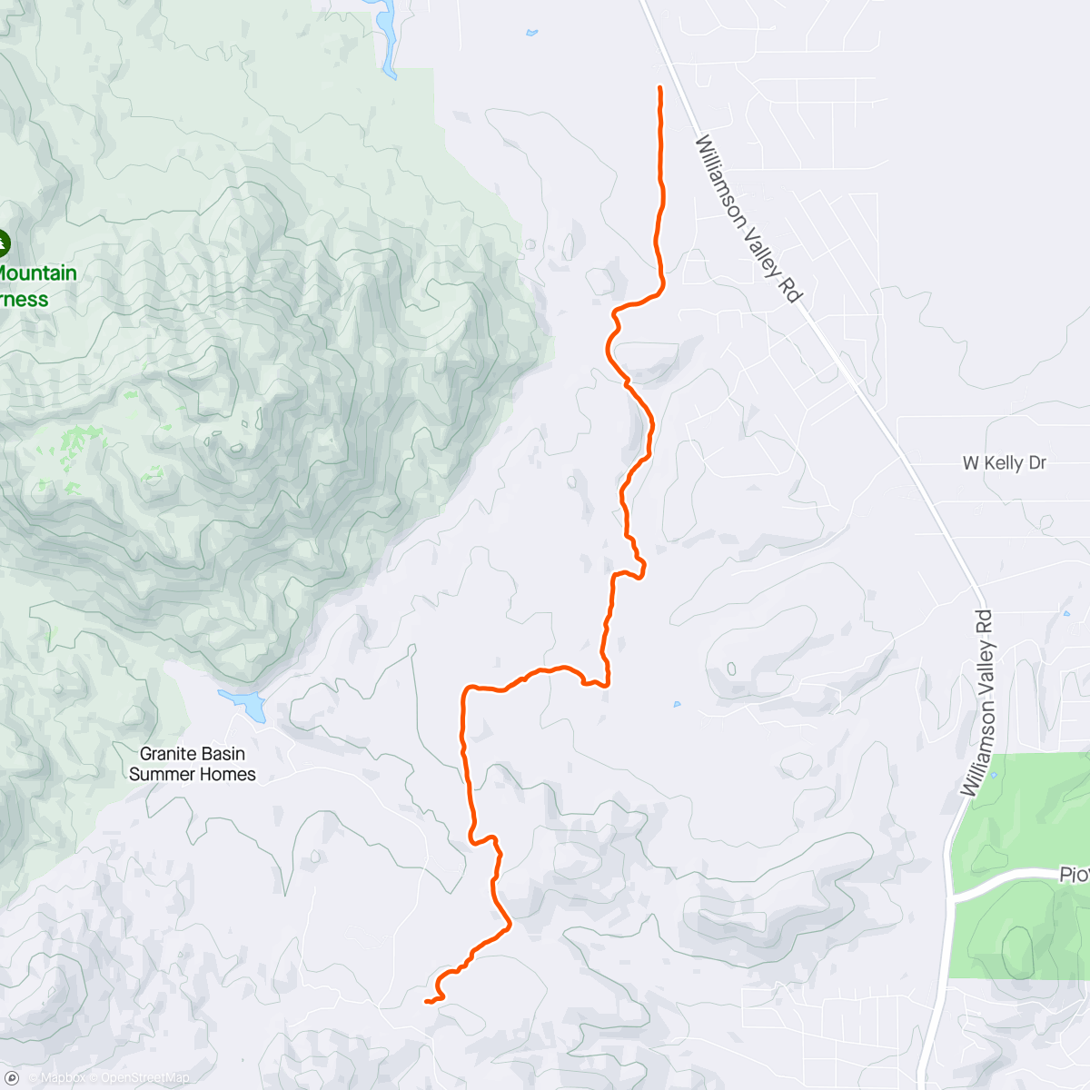 Map of the activity, Trail 332 to Williamson