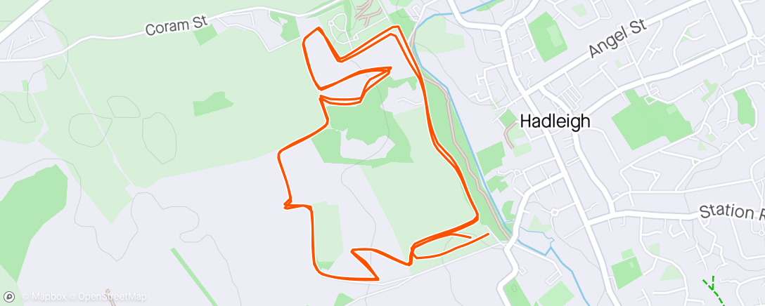 Map of the activity, Hadleigh XC - 14th