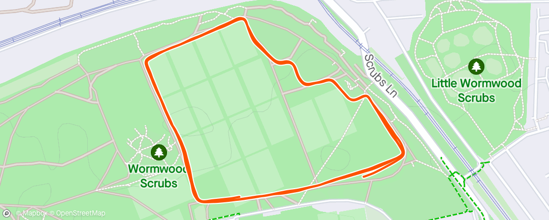 Map of the activity, Wormwood scrubs parkrun