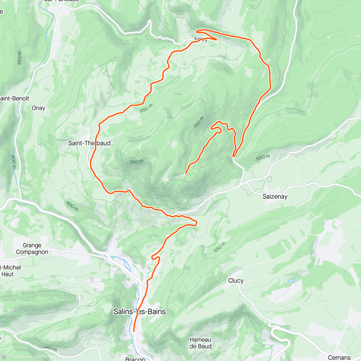 Map of the activity, (Dé)Montée du Poupet