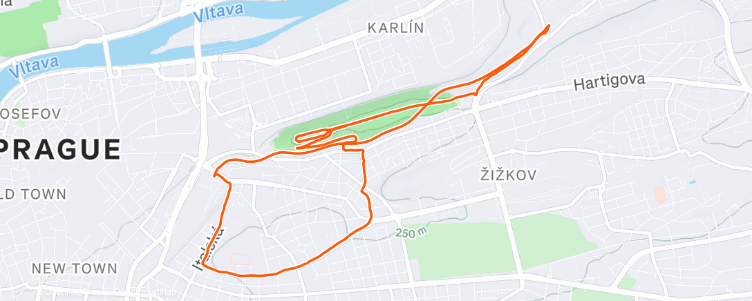 Map of the activity, Afternoon Run na Vítkov