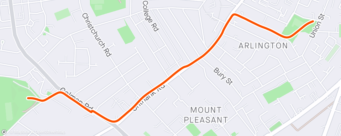 Map of the activity, Run back from park run