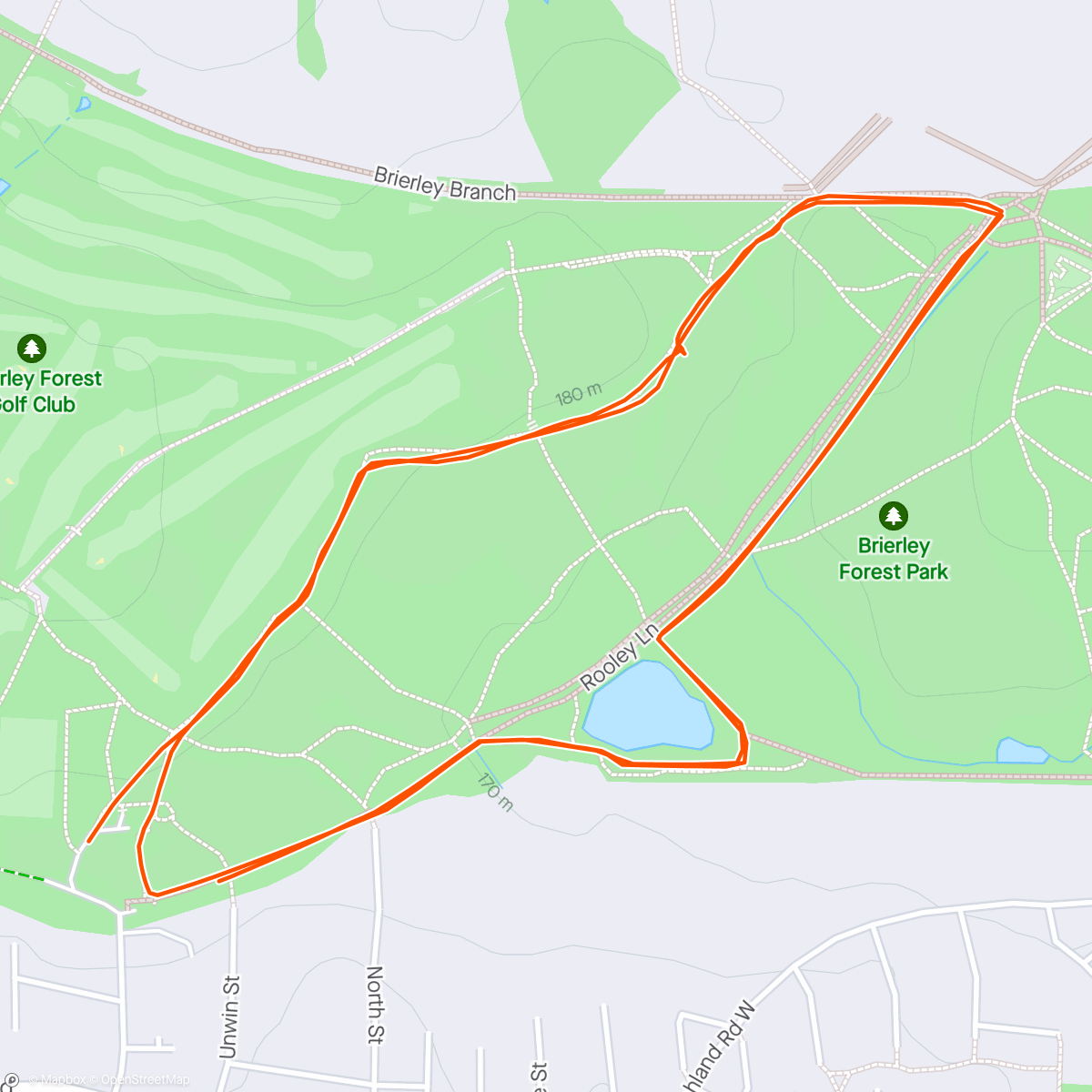 Map of the activity, Brierley Forest parkrun #309