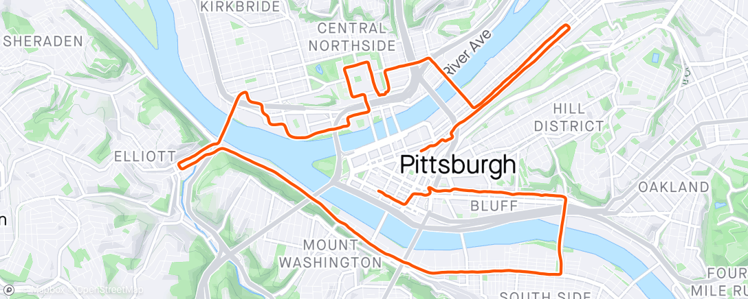 Map of the activity, Pittsburgh Half
