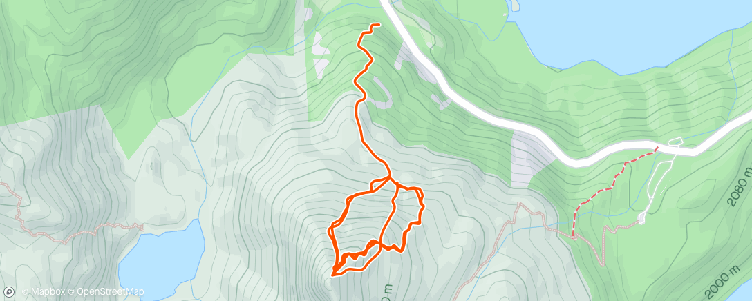 Map of the activity, Walking uphill with skis on