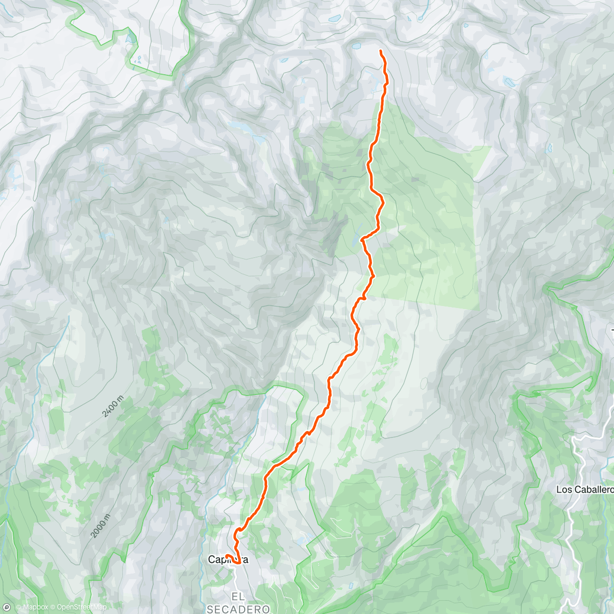 Map of the activity, Sierra Nevada Day 1