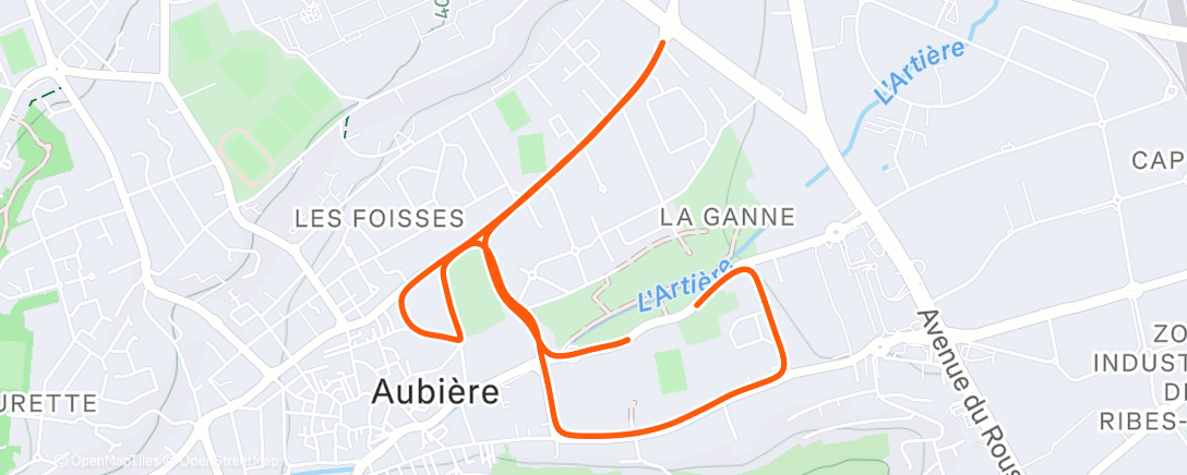Map of the activity, Course à pied le matin