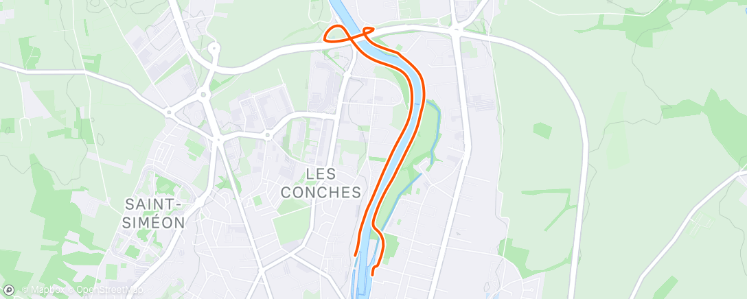 Map of the activity, Course à pied le midi