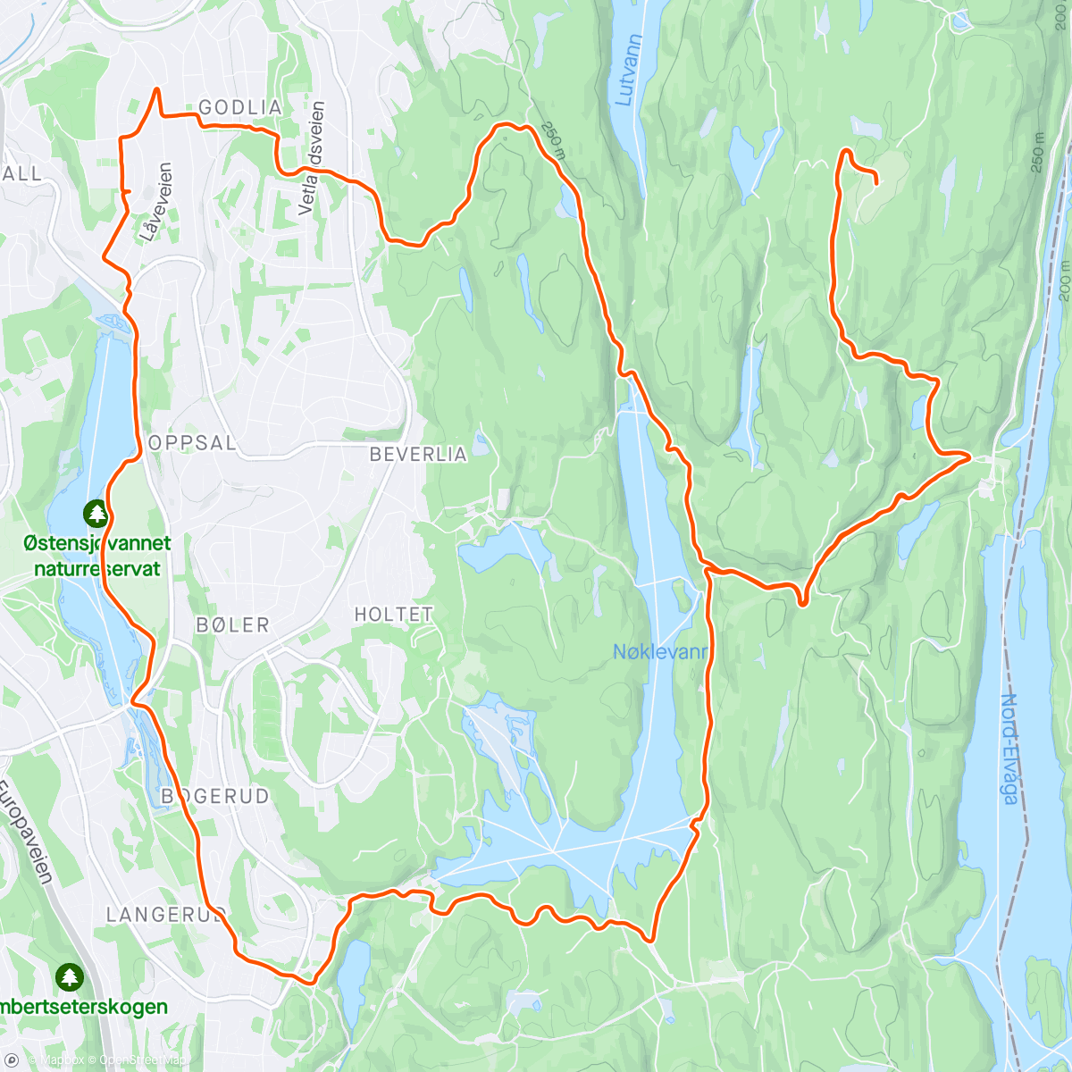 Map of the activity, Kortreist halvmara innom Haukåsen
