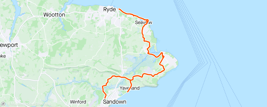 Map of the activity, IOW RYDE LOOP RIDE