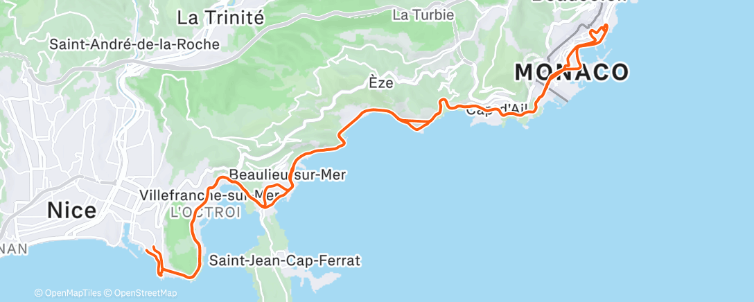 Map of the activity, Cycling