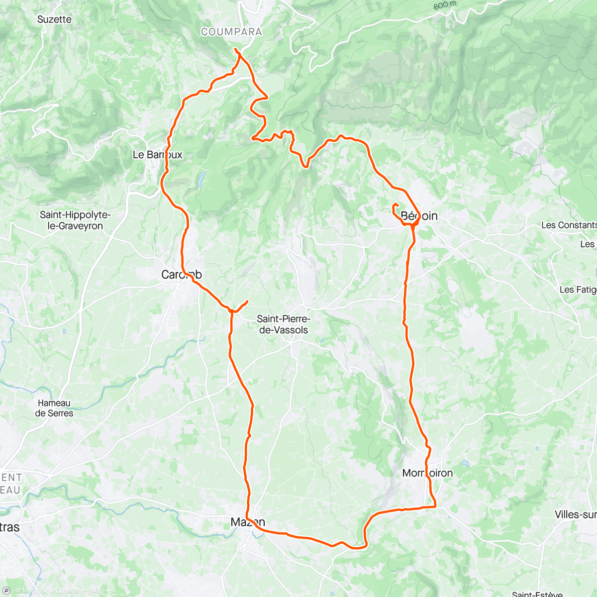 Mapa de la actividad, Vélo du midi