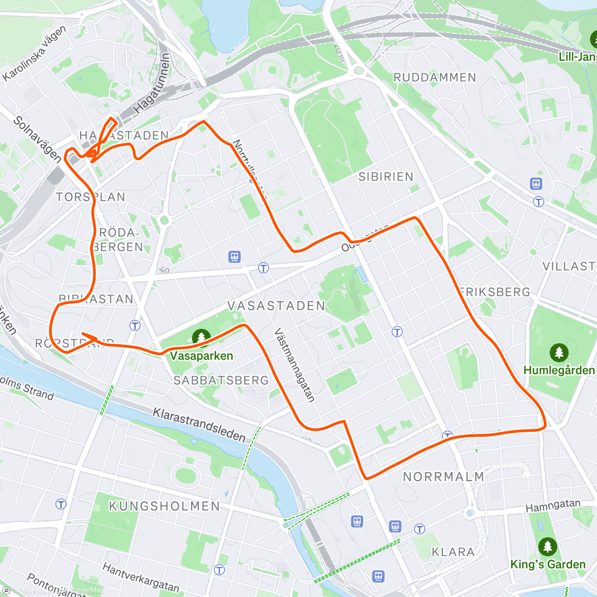 Map of the activity, Återhämtningsjogg