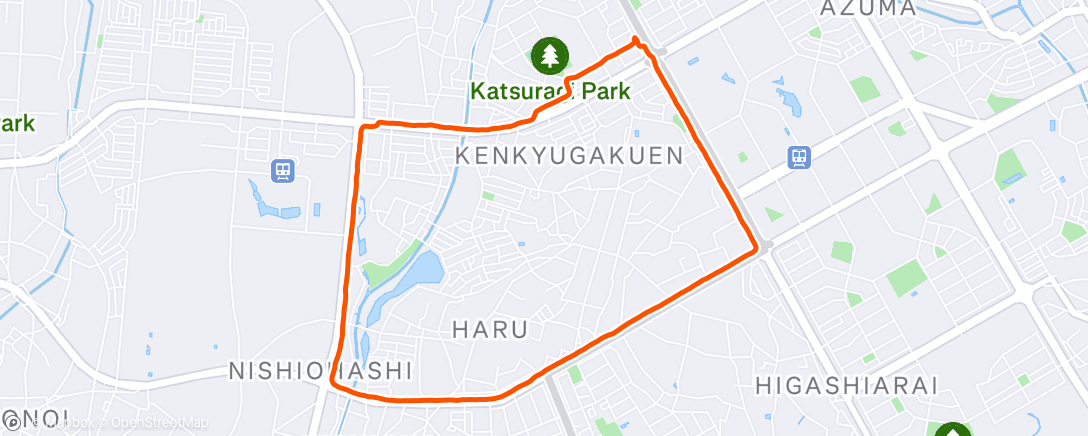 Map of the activity, 夕方のランニング