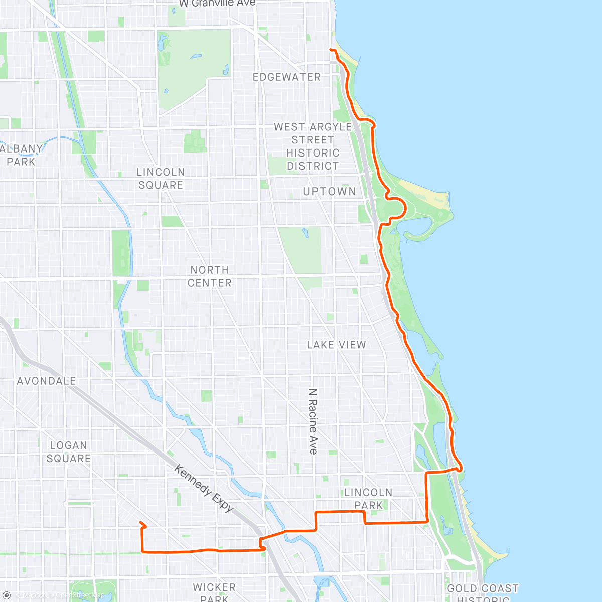 Map of the activity, commute home