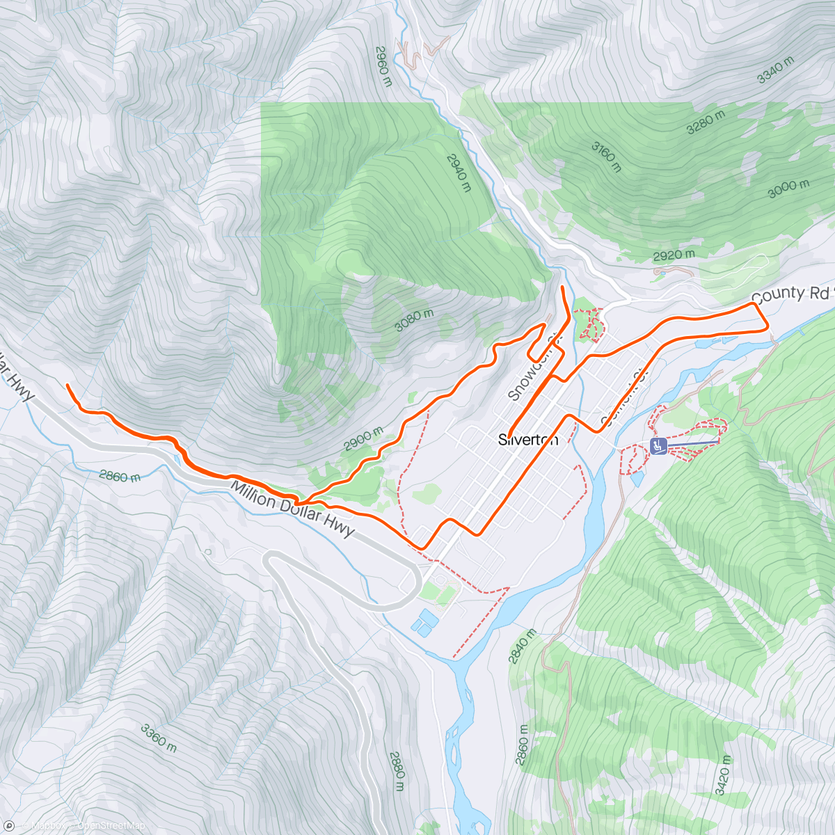 Map of the activity, MSR, Rainbow Trail & More: Pack Training