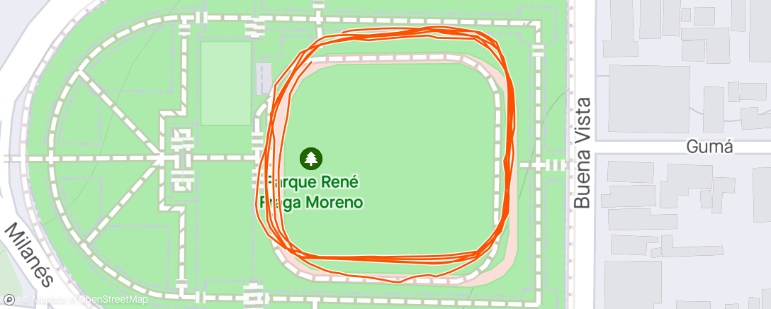 Map of the activity, Cuban track mile run after the ride