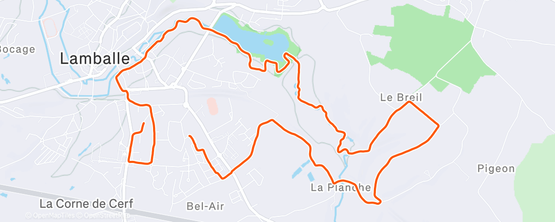 Map of the activity, Afternoon Run