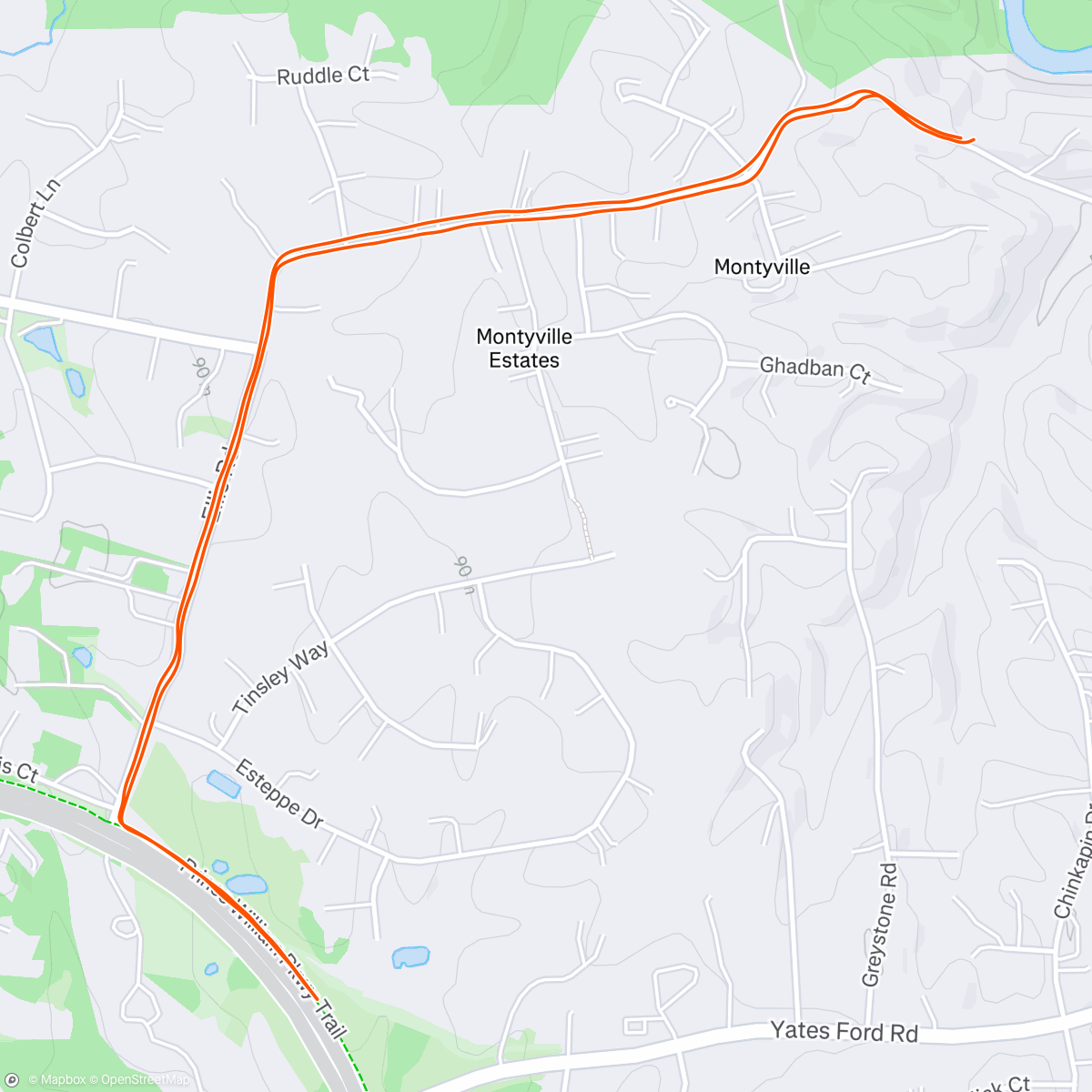 Map of the activity, Afternoon Run