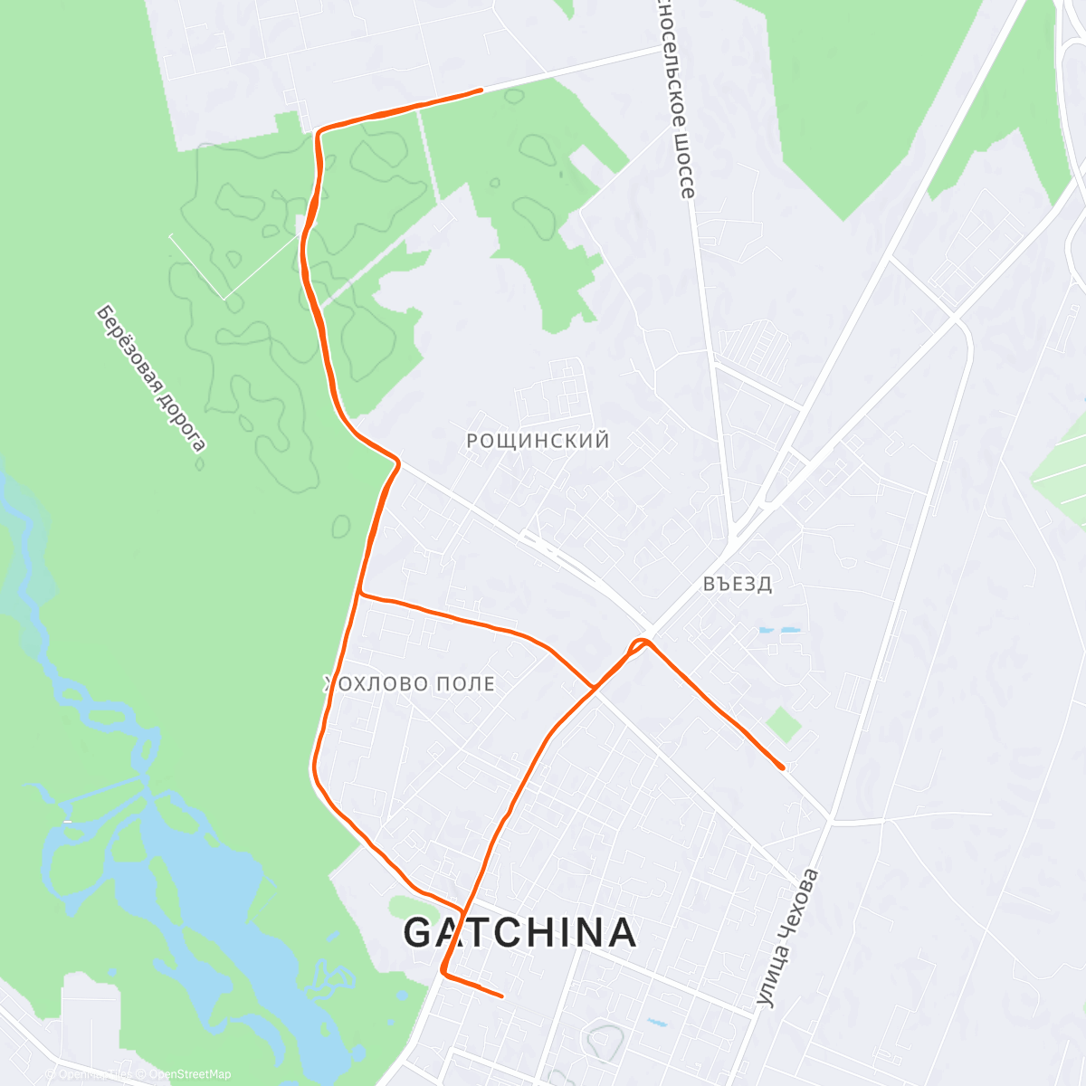 Map of the activity, Бег 10 км Гатчинский Полумарафон