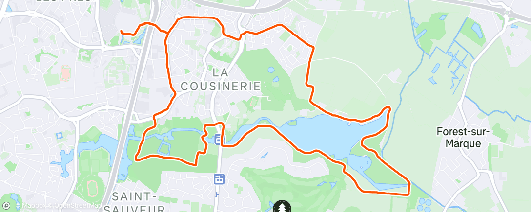 Map of the activity, Course à pied le soir