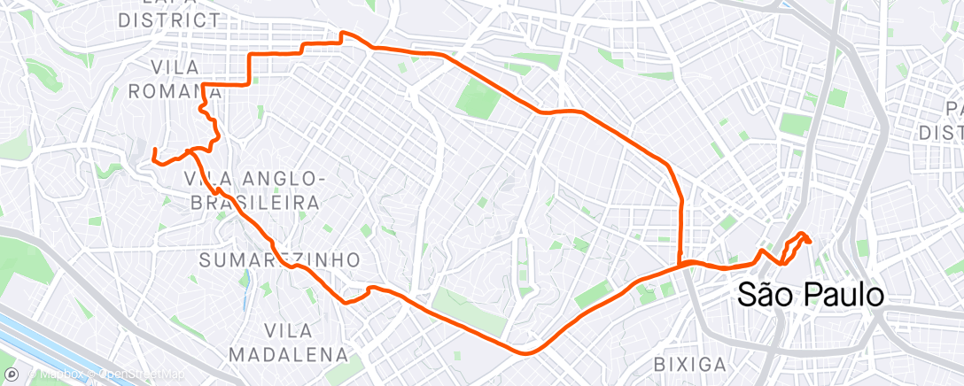 Map of the activity, Pedal de Terça - SP
