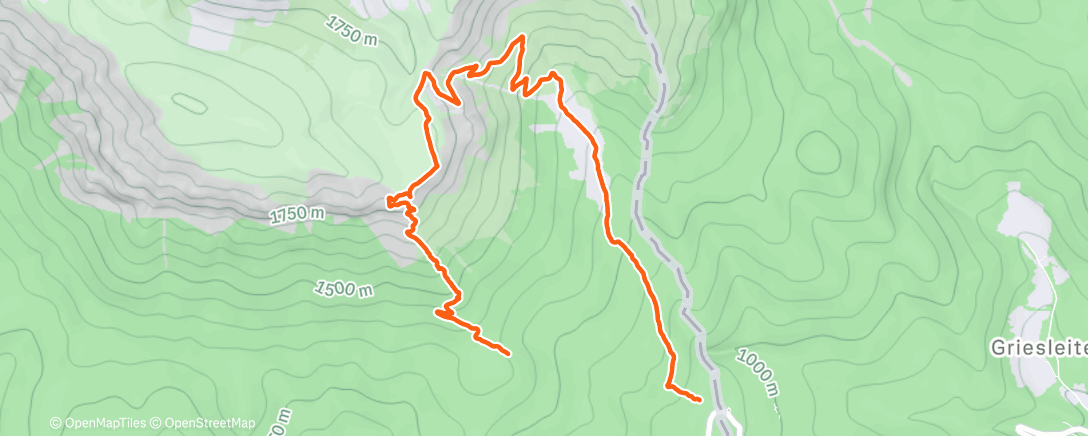 Map of the activity, Afternoon Hike