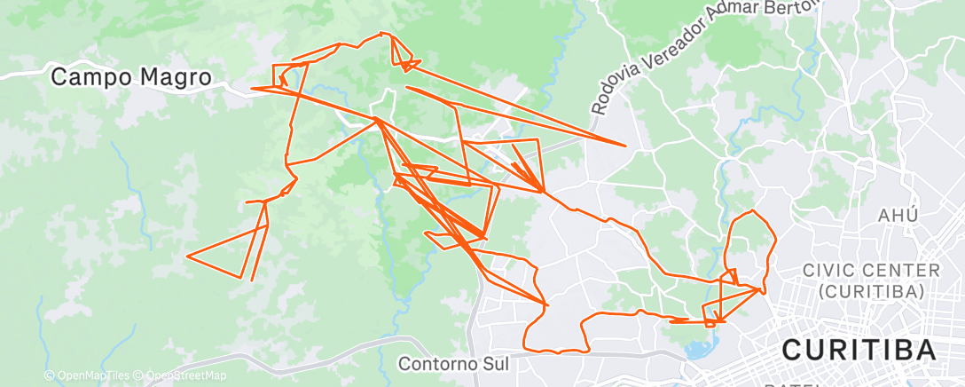 Map of the activity, Curitiba trajeto de ida e volta