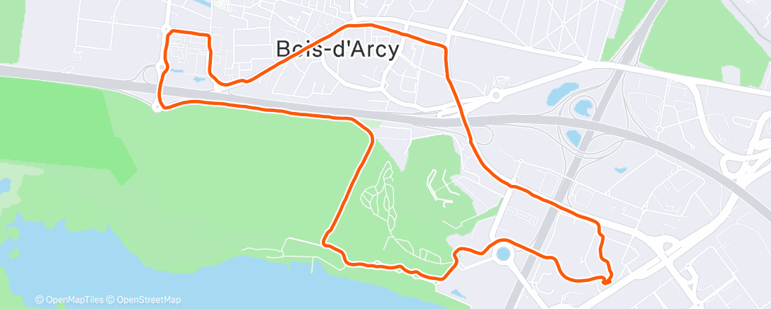 Map of the activity, Course à pied le midi