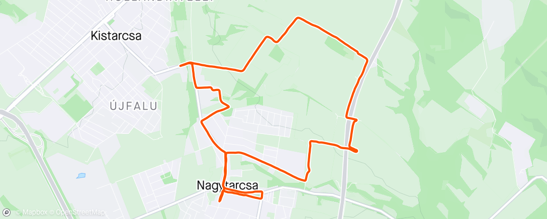 Map of the activity, Evening Trail Run - Nagytarcsa barangolás