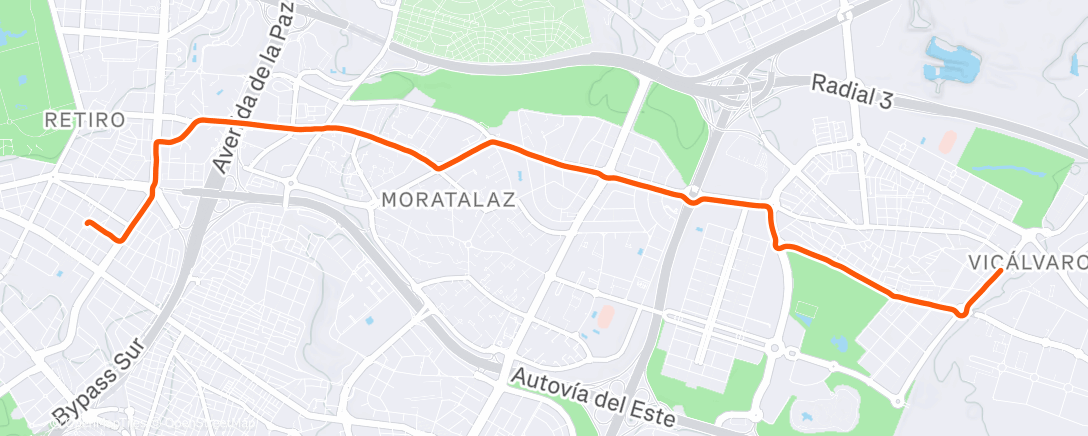 Map of the activity, Bicicleta por la mañana
