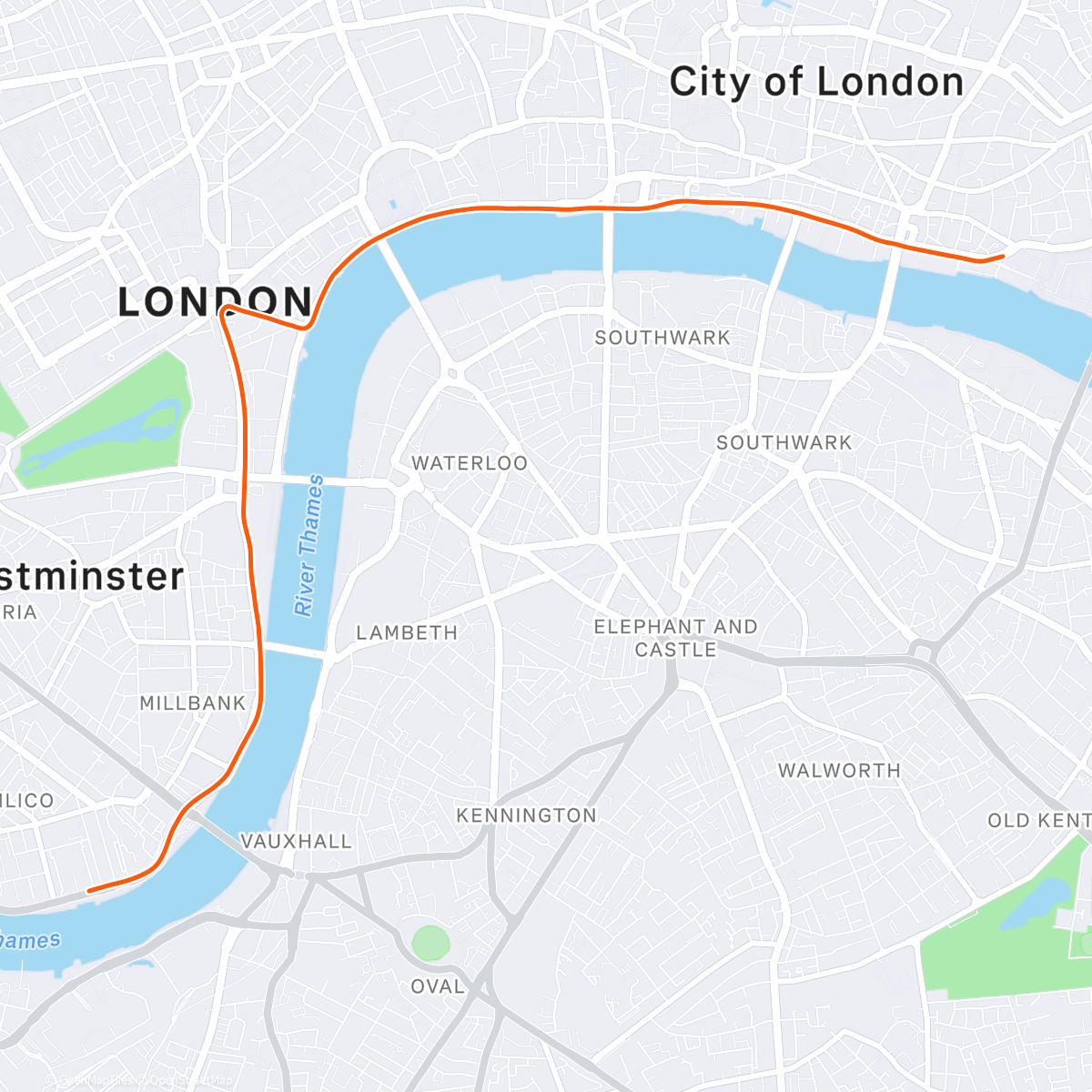 Map of the activity, Zwift - London Calling in London