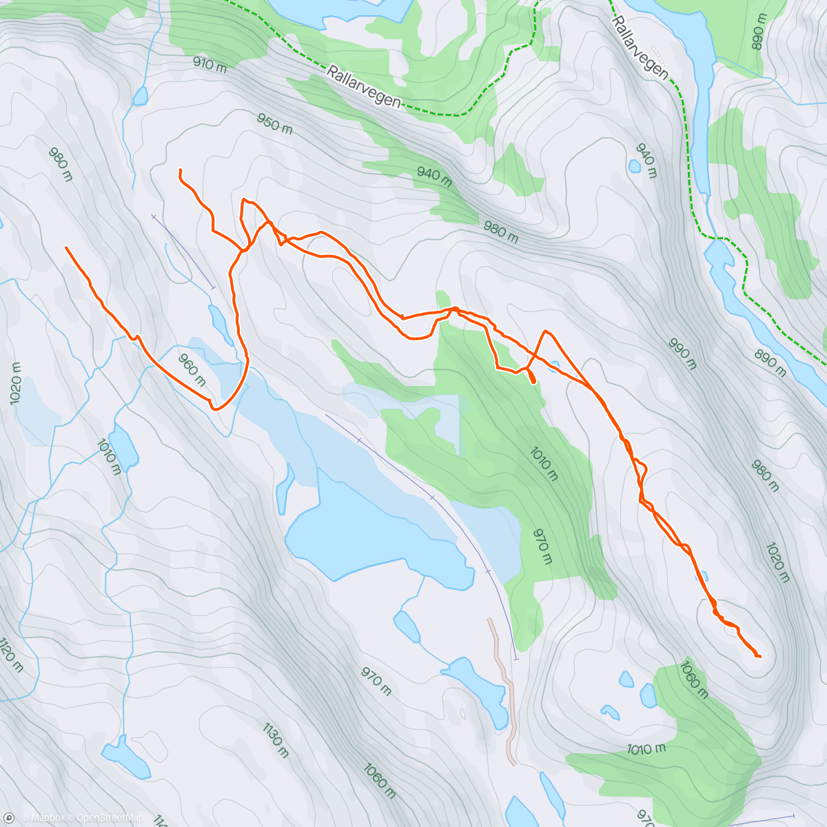 Map of the activity, Grave frem vannledning og randonee opp på løva.