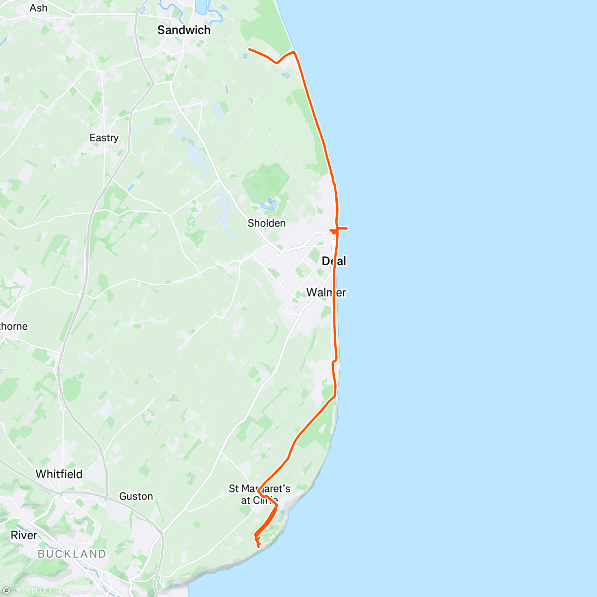 Map of the activity, MTB Ride to the White Cliffs of Dover