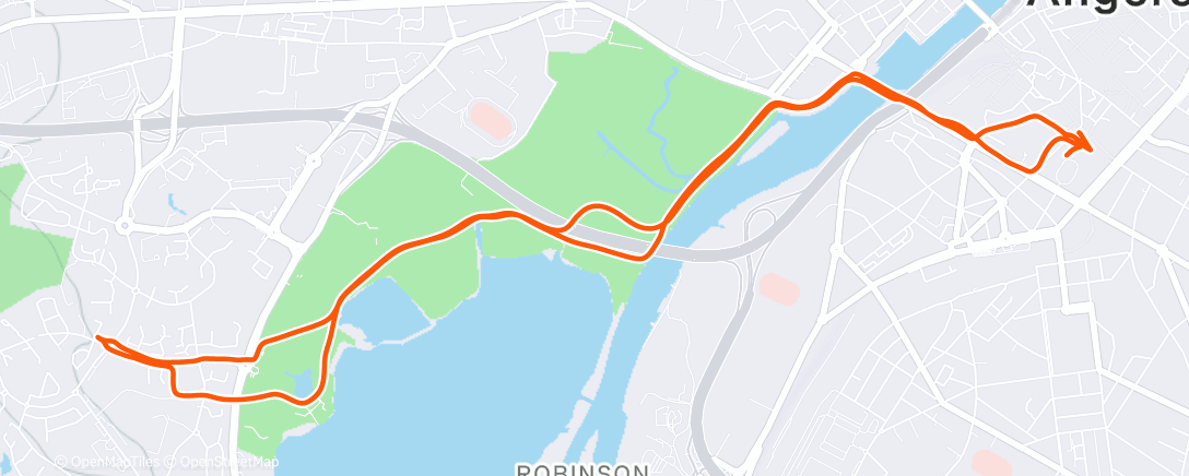 Map of the activity, Course à pied le midi