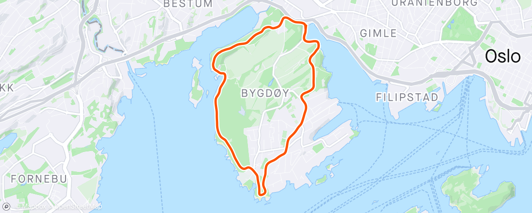 「Oslo Løpsfestival #2: Bygdøyrunden」活動的地圖