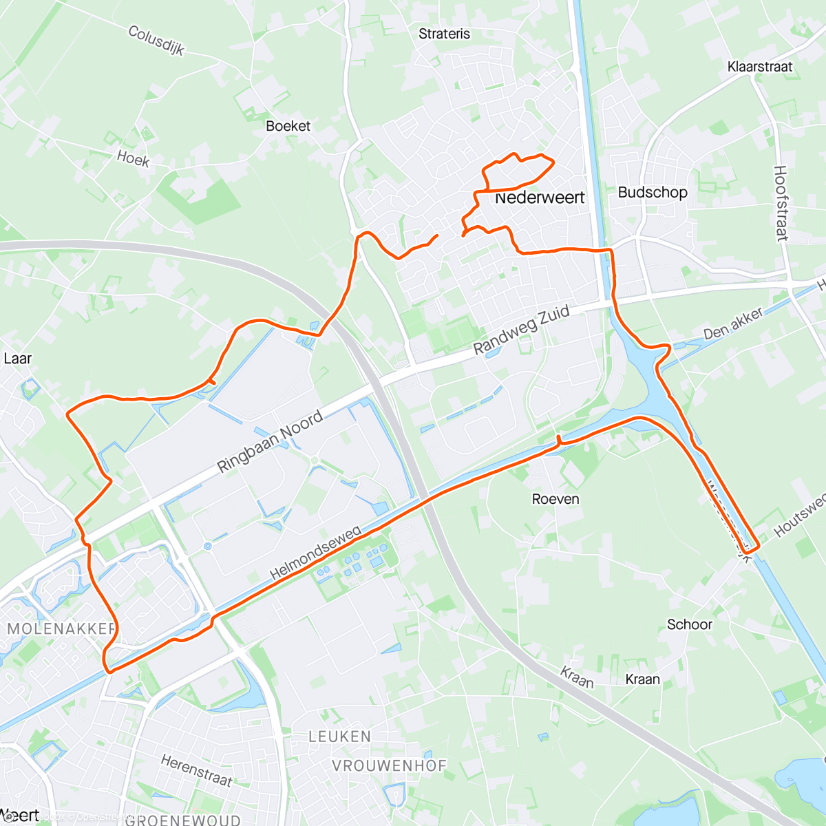 Map of the activity, Rondje. Biesterbrug. Sluis 25.  Kanaal viersprong. 10 gr. 🌤️🌧️💨. NW.