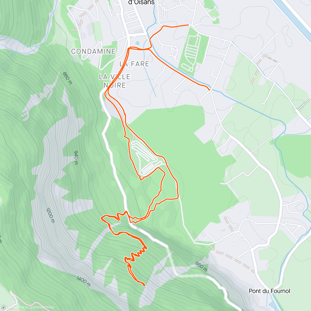 Map of the activity, Morning Trail Run, somewhat frightening drops, Notre Dame. Pulled the pin upon shale slippy sides, realising being on my own not so cool. Allez!