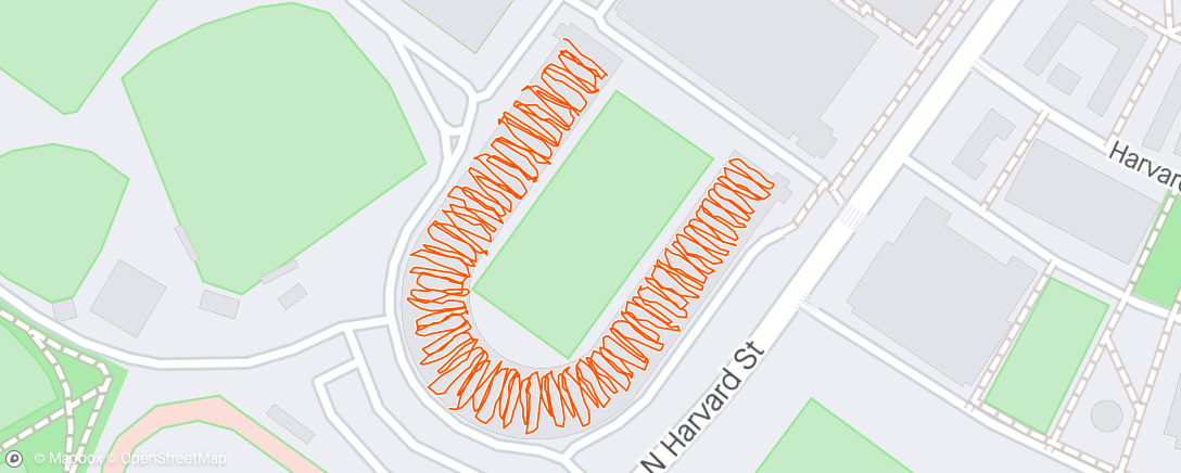 Map of the activity, Harvard Stadium x 2 + 3 push-up kicker/section!