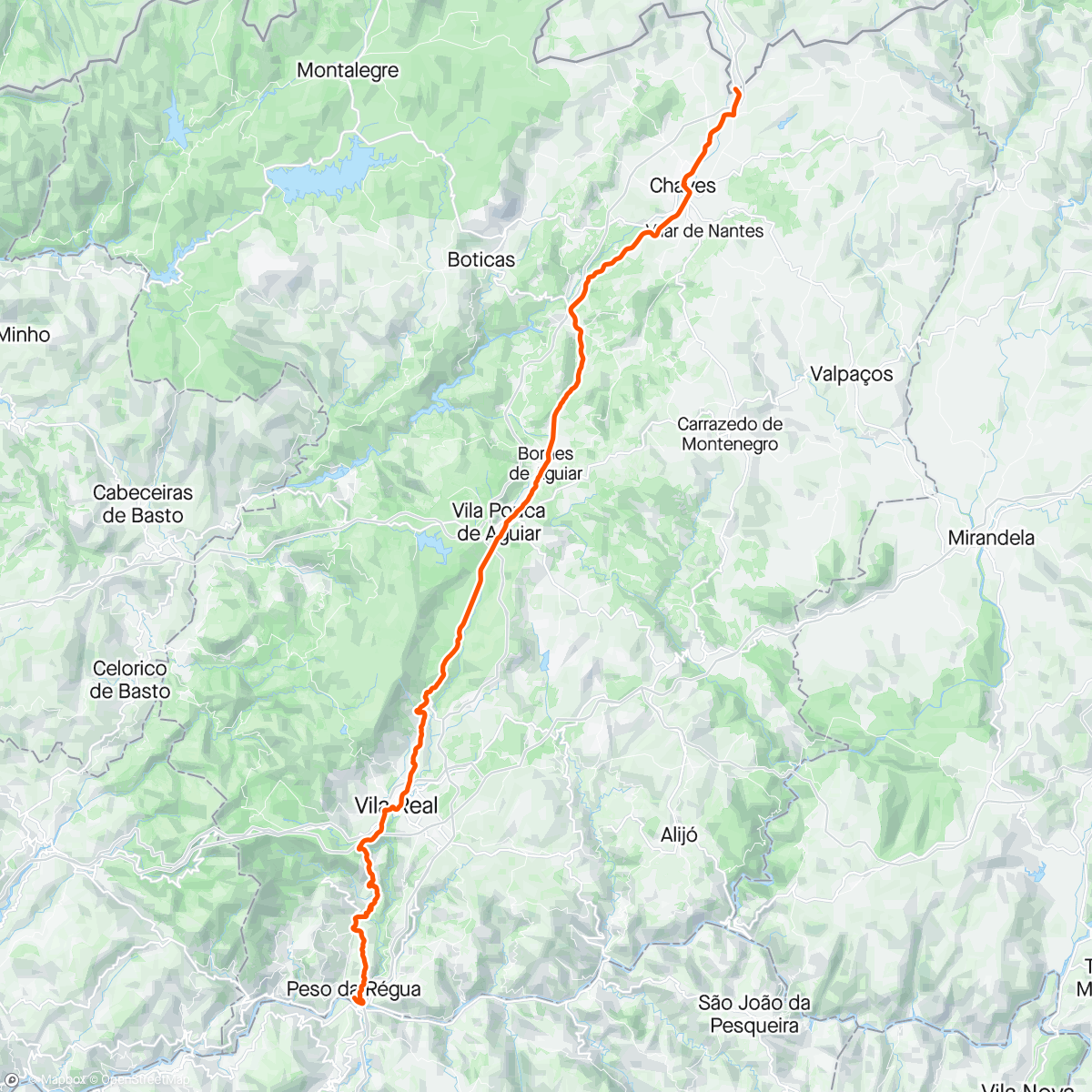 Map of the activity, Chaves to Peso da Regua