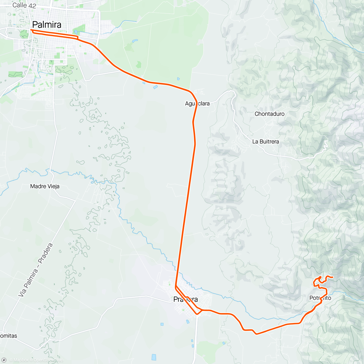 Map of the activity, Palmira - Pradera - Potrerito - La Torcida - Palmira