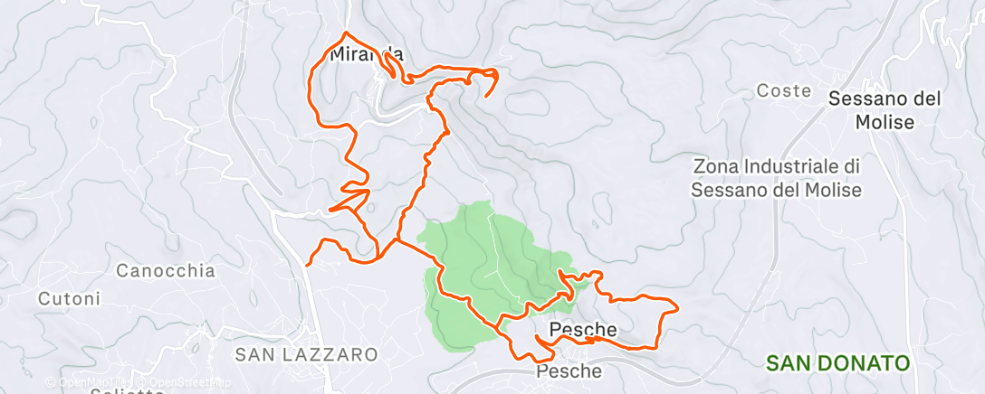 Map of the activity, Pedalata pomeridiana